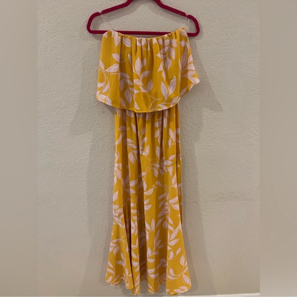 Tyche Bright Yellow With Leaf Pattern Cinched Wai… - image 5